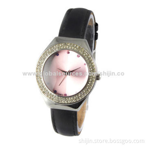 Stainless Steel Watch with Genuine Leather Band, for Smart Ladies, Fashionable and Vogue, Japan Movt